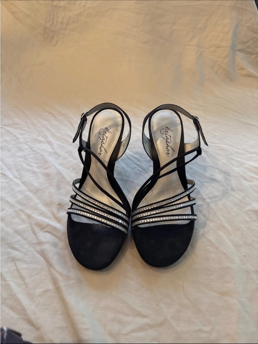 Metaphor Black Rhinestone Strappy Heeled Sandals